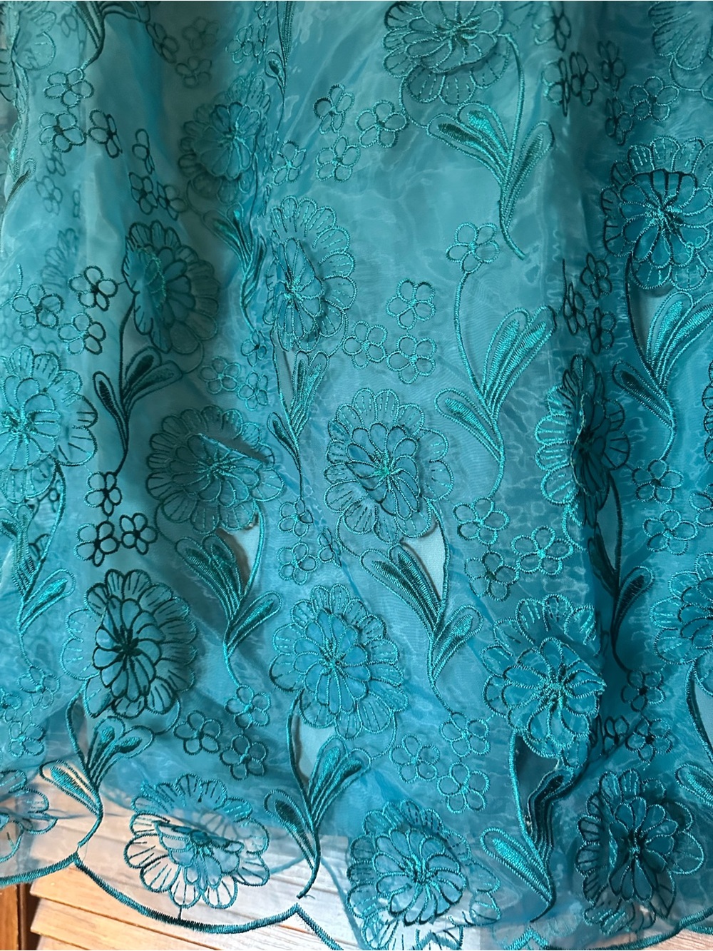 Yoana Baraschi for Anthropologie Blossomed Aubrieta lace teal skirt size 14 - Picture 7 of 13